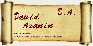 David Ašanin vizit kartica